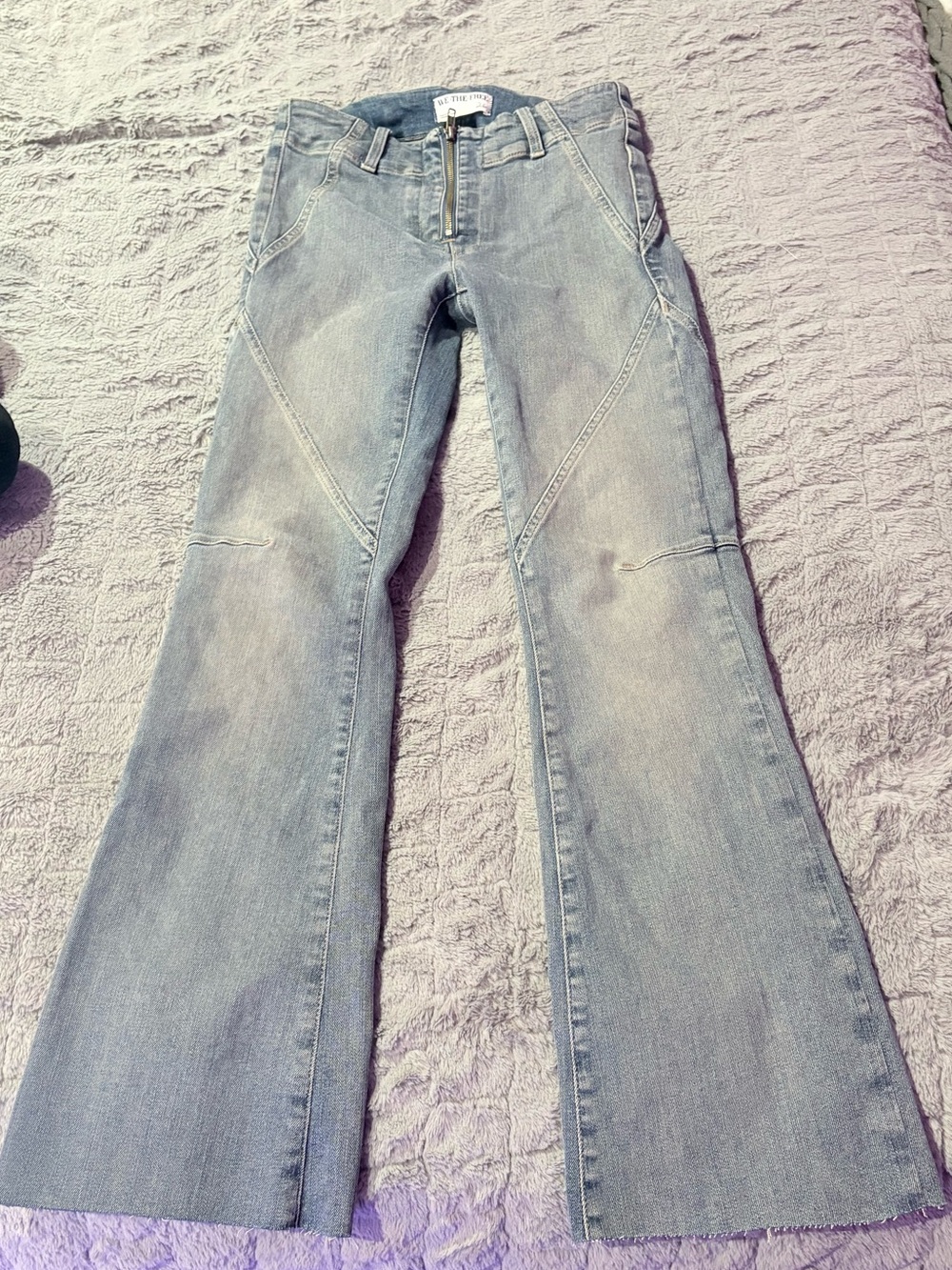 We The Free Light Blue Flared Wide-Leg Jeans